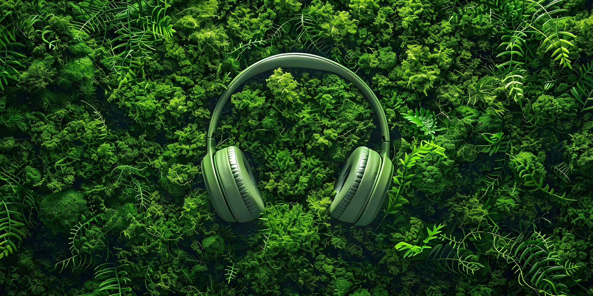 green moss shaped like headphones